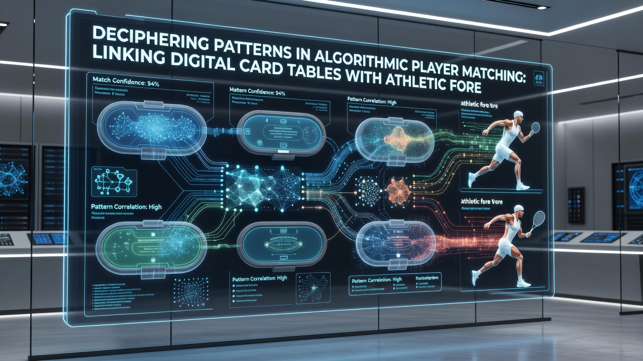 Mobile interface showing linked algorithmic matching between card tables and sports forecasting tools