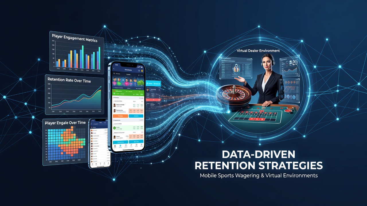 Analytics dashboard displaying player retention metrics on a mobile sports wagering platform