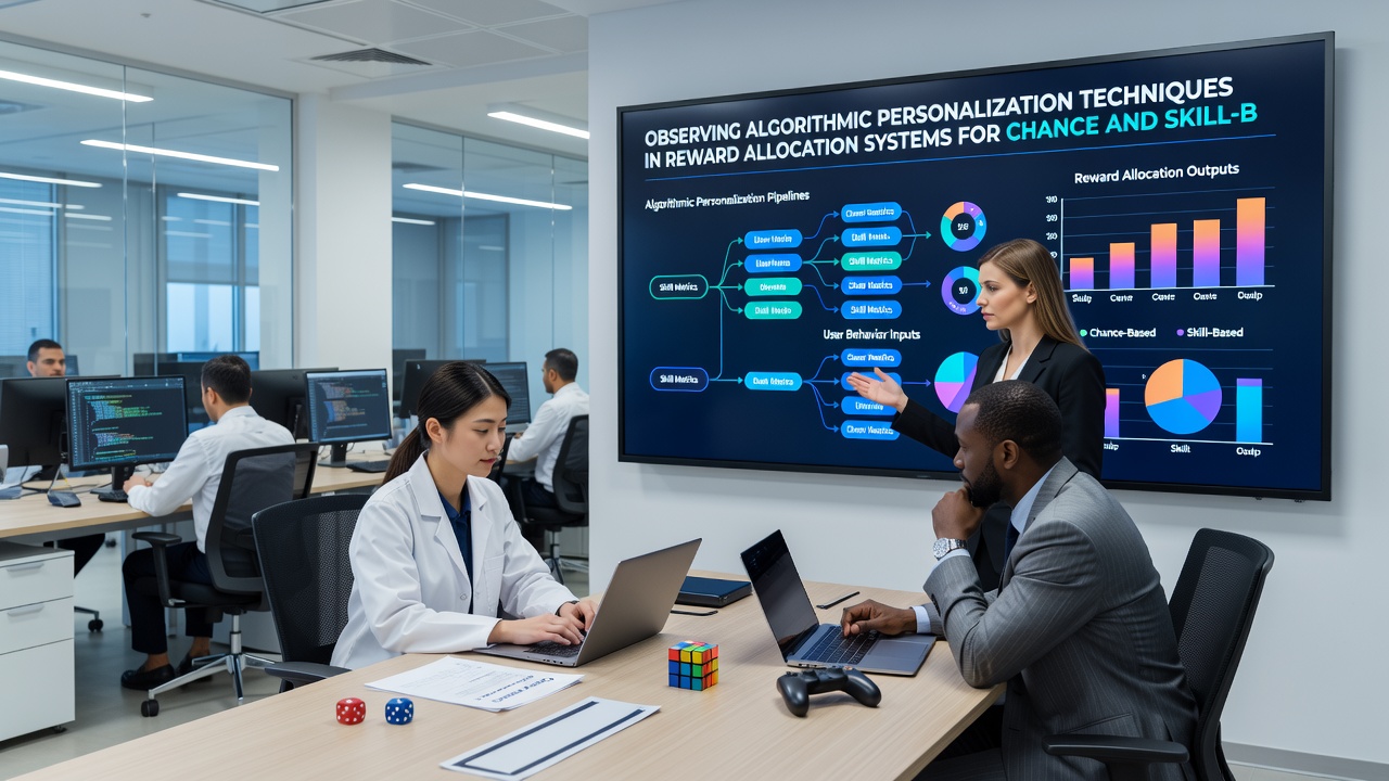 Dashboard visualization of reward allocation algorithms balancing chance and skill elements