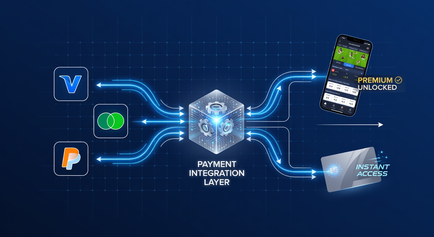 Payment processor integration diagram showing real-time transaction flows between athletic prediction platforms and digital card systems